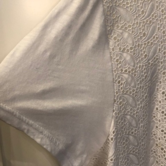 J. Crew White Lace Front Cotton T-shirt-Size Large-Worn 1x Spring Summer - Picture 4 of 8
